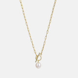 Toggle Clasp Pearl Staple Chain Necklace