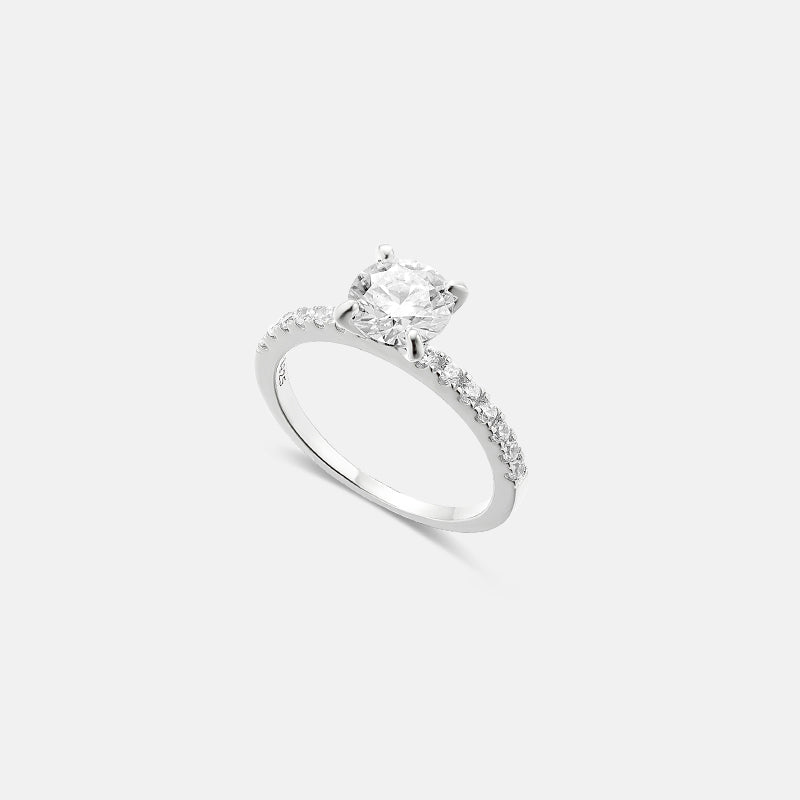 Alicia Moissanite Gold Vermeil Ring with Pavé Band – Victoria Emerson