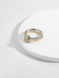 Alicia Moissanite Gold Vermeil Ring with Pavé Band
