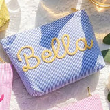 Personalized Seersucker Makeup & Travel Pouch