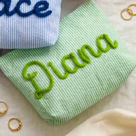 Personalized Seersucker Makeup & Travel Pouch