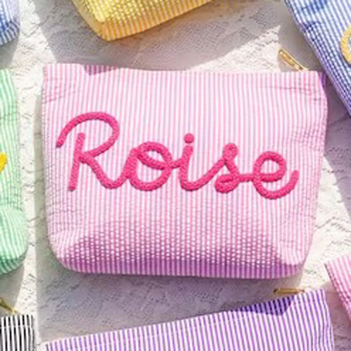 Personalized Seersucker Makeup & Travel Pouch
