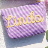 Personalized Seersucker Makeup & Travel Pouch