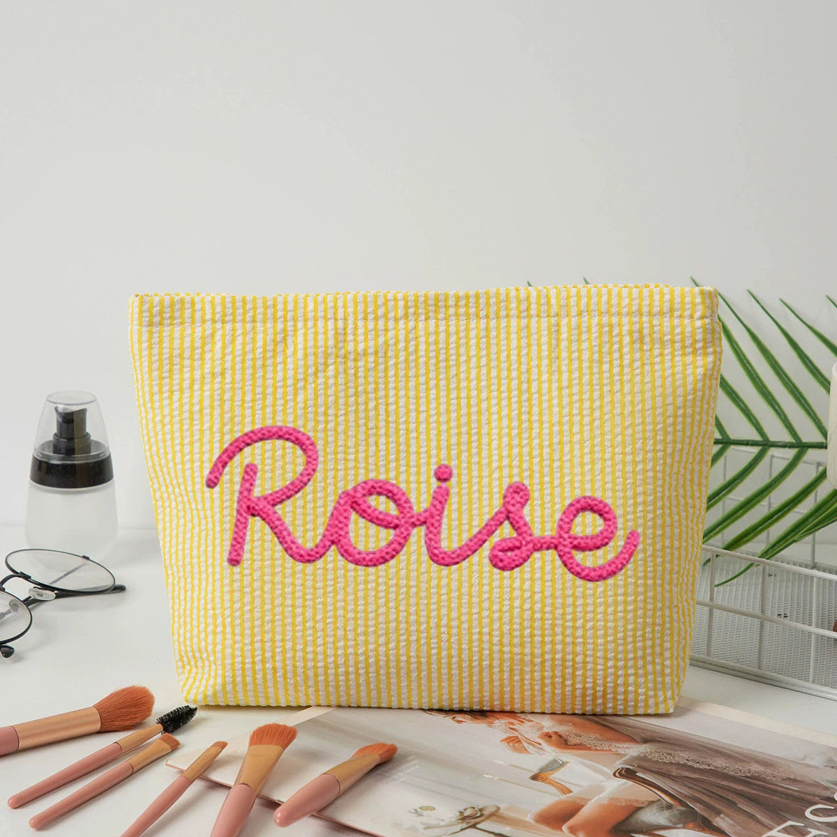 Personalized Seersucker Makeup & Travel Pouch
