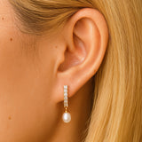 Gemma Crystal Pearl Hoops