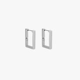 Modern Square Silver Hoops