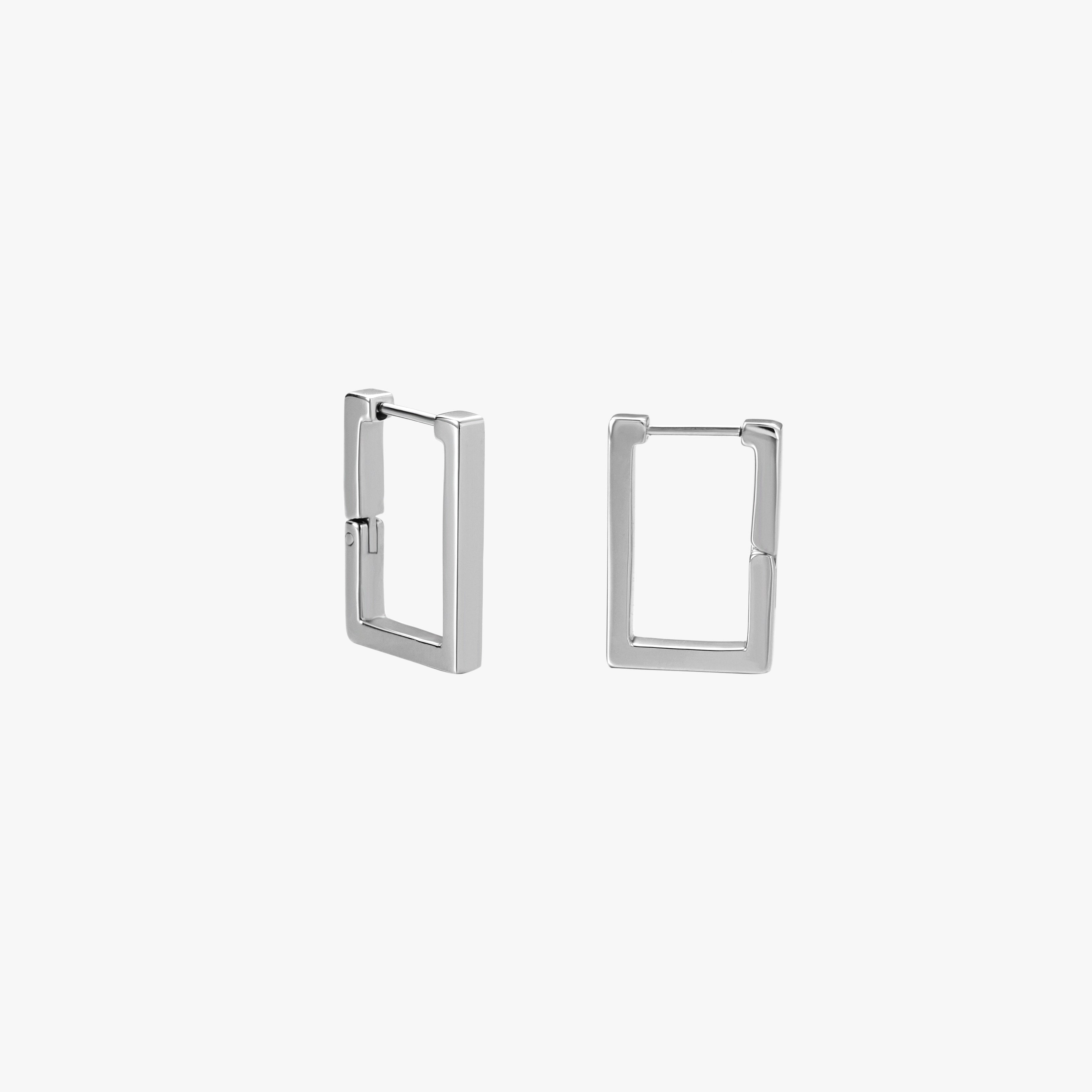 Modern Square Silver Hoops – Victoria Emerson