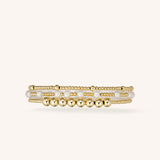 Mixed Sized Gold Beads and Pearls Stacking Set