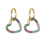 CZ Heart Hoop Earrings