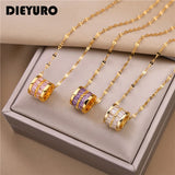 Three-Tone Round Pendant Necklace
