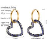 CZ Heart Hoop Earrings