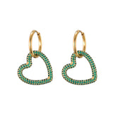 CZ Heart Hoop Earrings