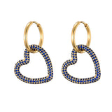 CZ Heart Hoop Earrings
