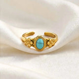Turquoise & Rose Quartz Floral Ring