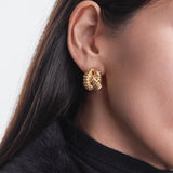 Lava Texture C-Shape Gold Hoops