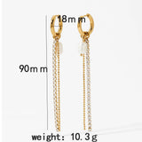 Pearl & Zircon Metal Chain Dangle Earrings
