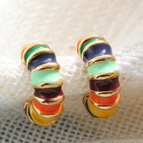 Enamel Bamboo Hoop Earrings