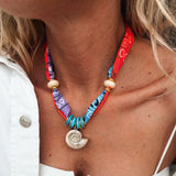Boho Scarf & Seashell Necklace
