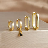 Geometric Gold Hoop Earring Set (4-Piece)