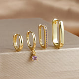 Geometric Gold Hoop Earring Set (4-Piece)