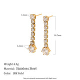 Round Zircon Chain Dangle Earrings