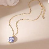 Blue Ceramic Heart Pendant Necklace