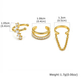 Zircon & Tassel Ear Cuff Set (3-Piece)