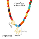 Beaded Initial Heart Necklace