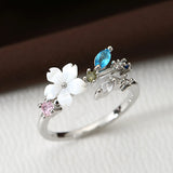 Magnolia Flower Crystal Ring