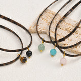 Turquoise Leopard Leather Choker