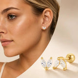 Gold CZ Cartilage Stud Set