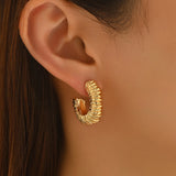 Lava Textured Thick C-Hoop Earrings
