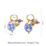 Round Ceramic Bead Hoop Earrings