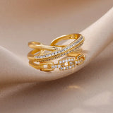 Luna Geometric Crystal Open Ring