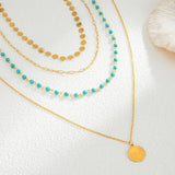Boho Turquoise Coin Layered Necklace