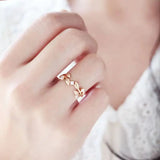 Zirconia Leaf Branch Ring