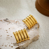 Wide Square Striped Texture Stud Earrings