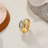 Two-Tone Waterdrop Zircon Stackable Ring