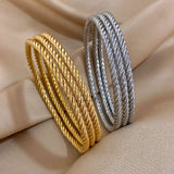 18K Gold-Plated Twisted Bangle Set (3-Piece)