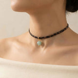 Turquoise Leopard Leather Choker