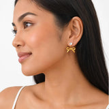 Gold Bow & Heart Drop Earrings