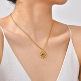 Tiger Eye Daisy Pendant Necklace