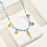 Seed Bead Ocean Charm Necklace