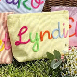Personalized Seersucker Makeup & Travel Pouch
