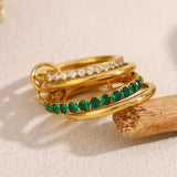 Green Cubic Zirconia Multi-Layer Ring