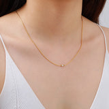 Tiny Rectangular Zircon Necklace