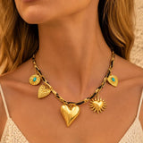 Turquoise & Pearl Floral Pendant Necklace