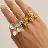Metal Flower Adjustable Open Ring