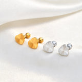 Silver Heart Sunburst Studs