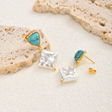Turquoise & Pearl Drop Earrings